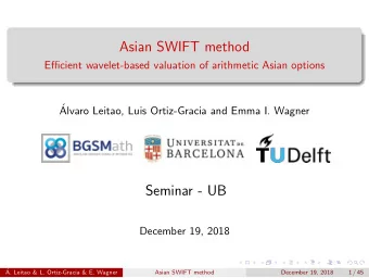 Asian SWIFT method  Efficient wavelet-based valuation of arithmetic Asian options    Alvaro