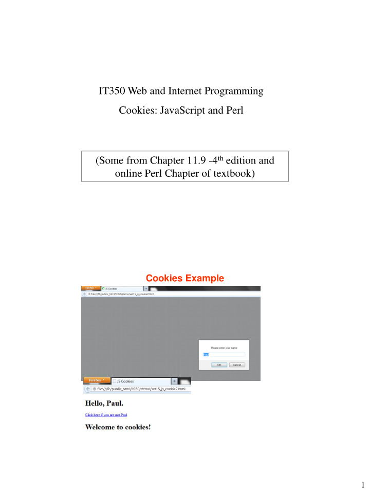 it350 web and internet programming cookies javascript and