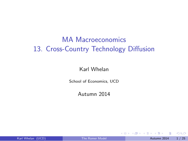 ma macroeconomics 13 cross country technology diffusion