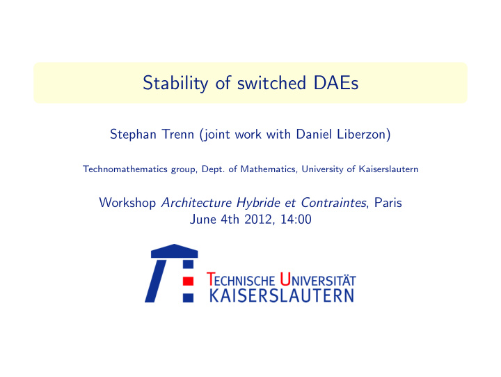 stability of switched daes