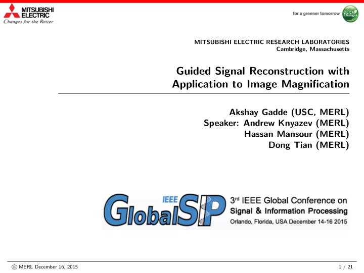 guided signal reconstruction with application to image