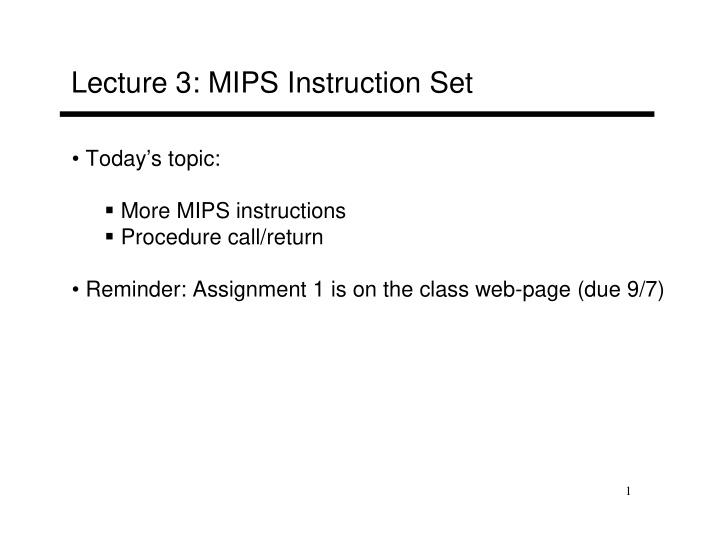 lecture 3 mips instruction set