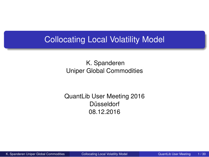 collocating local volatility model