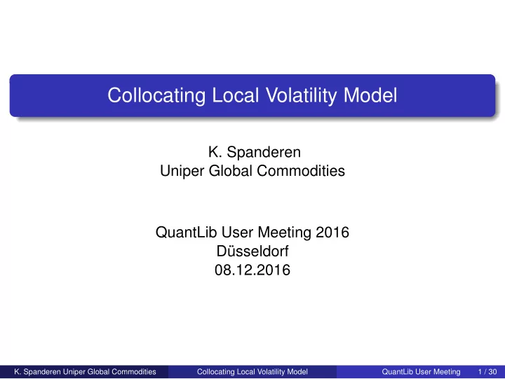 collocating local volatility model