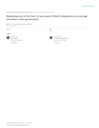 Maduramycosis of the Foot: A case report of Boyds Amputation as a salvage  procedure in late