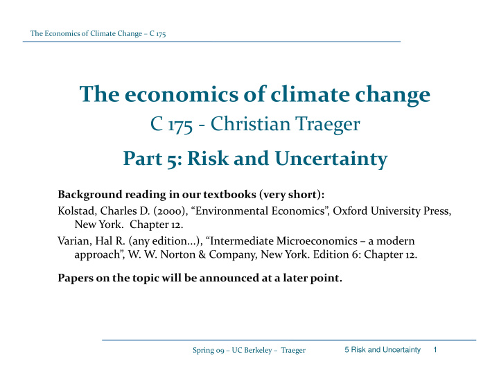 the economics of climate change