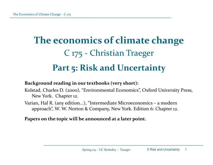 the economics of climate change