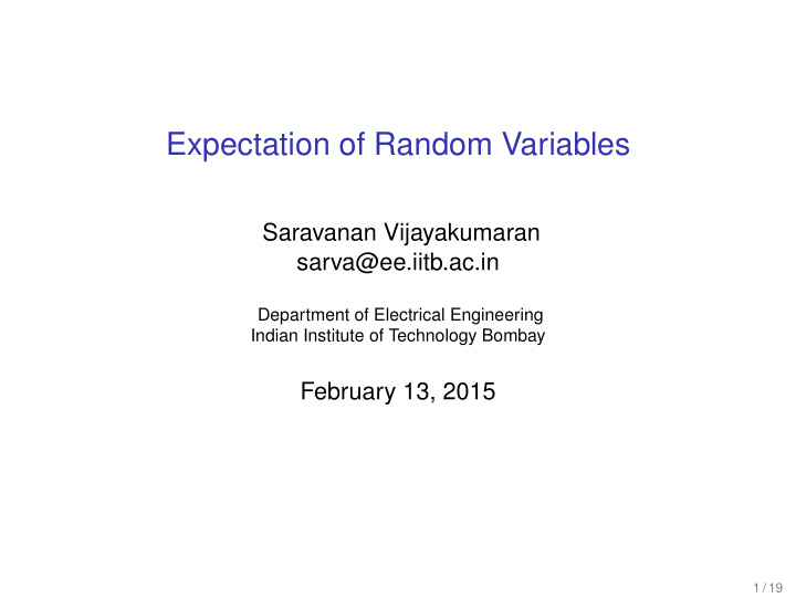 expectation of random variables