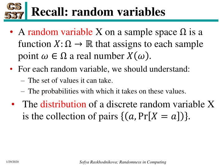 recall random variables