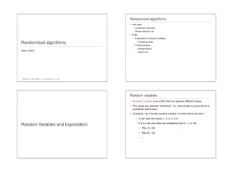 Randomized algorithms  Guessing cards  Three examples:  Median/Select.  Inge Li Grtz