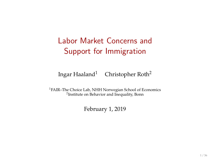 labor market concerns and support for immigration