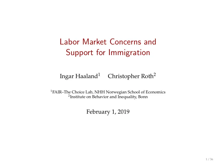 labor market concerns and support for immigration