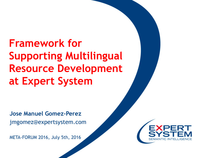 framework for supporting multilingual resource