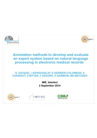 Annotation methods to develop and evaluate  an expert system based on natural language  processing