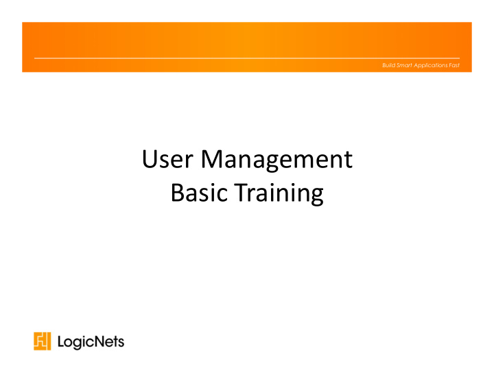 user management basic training