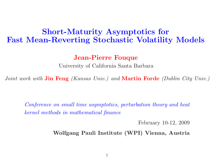 short maturity asymptotics for fast mean reverting