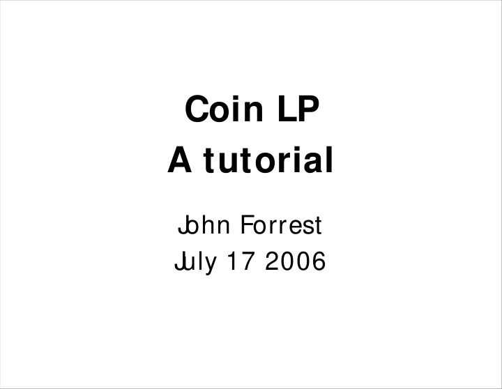 coin lp a tutorial
