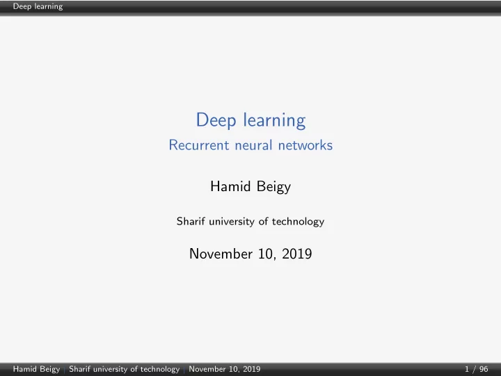 deep learning