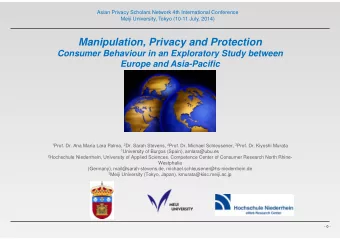 Manipulation, Privacy and Protection  Consumer Behaviour in an Exploratory Study between  Europe