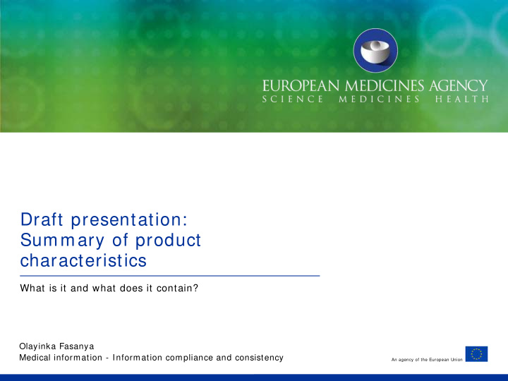 draft presentation summary of product characteristics