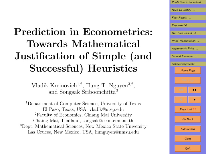prediction in econometrics
