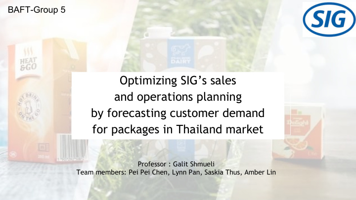 optimizing sig s sales and operations planning by