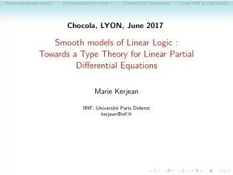 Smooth models of Linear Logic :  Towards a Type Theory for Linear Partial  Differential Equations