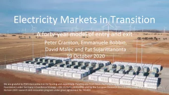 Electricity Markets in Transition  A forty-year model of entry and exit  Peter Cramton, Emmanuele