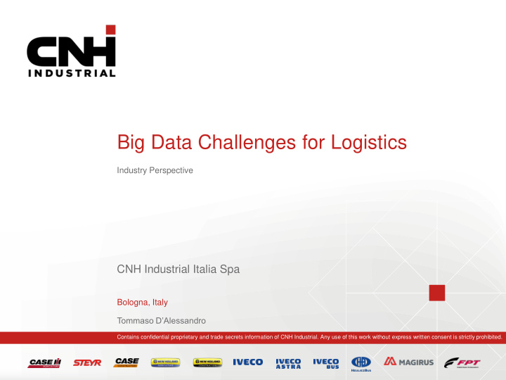 big data challenges for logistics