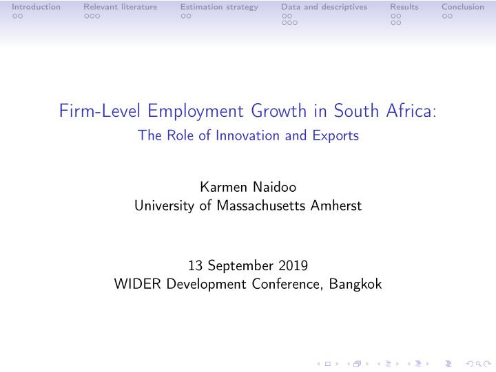 firm level employment growth in south africa