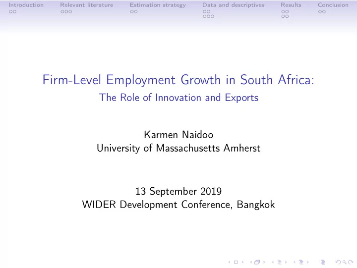 firm level employment growth in south africa
