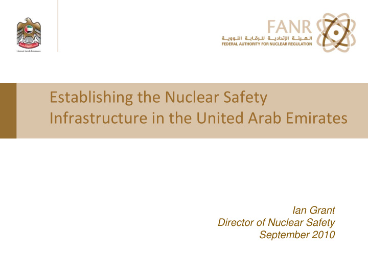 establishing the nuclear safety infrastructure in the
