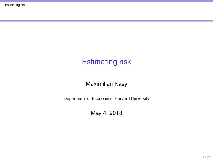 estimating risk