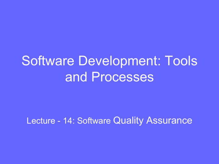 software development tools and processes