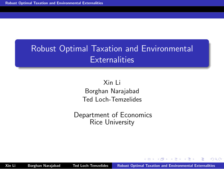 robust optimal taxation and environmental externalities