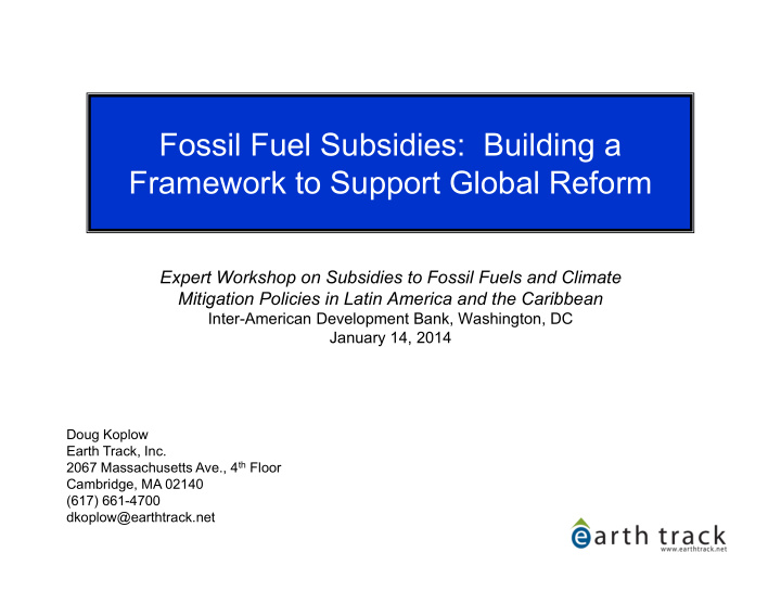 fossil fuel subsidies building a framework to support