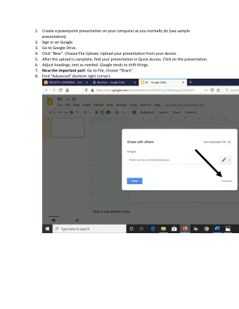 1. Create a powerpoint presentation on your computer as you normally do (see sample  presentation).