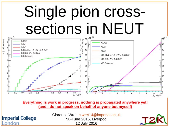 single pion cross sections in neut