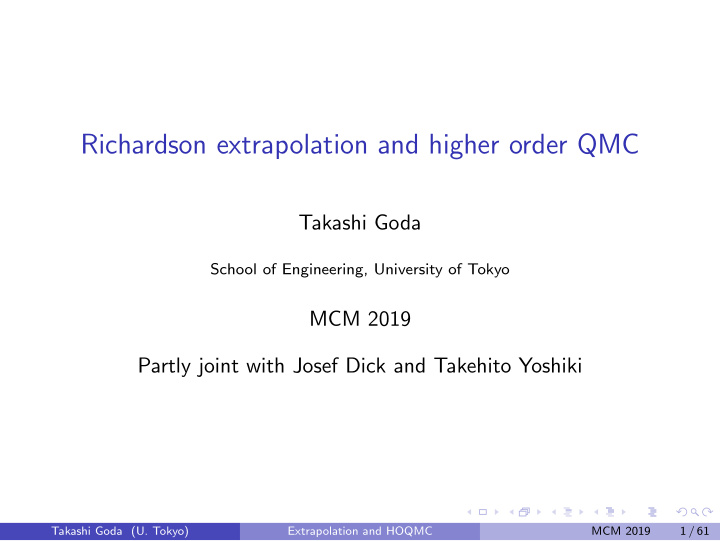 richardson extrapolation and higher order qmc