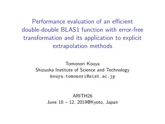 Performance evaluation of an efficient  double-double BLAS1 function with error-free