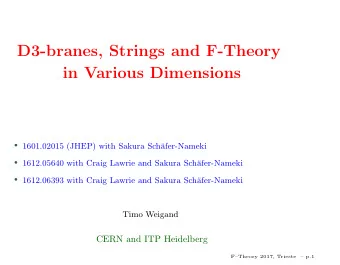 D3-branes, Strings and F-Theory  in Various Dimensions  1601.02015 (JHEP) with Sakura Sch