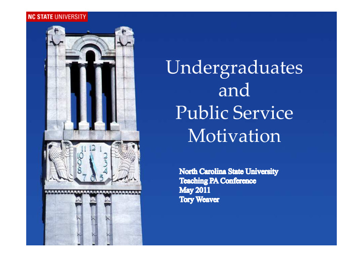 undergraduates and public service motivation student