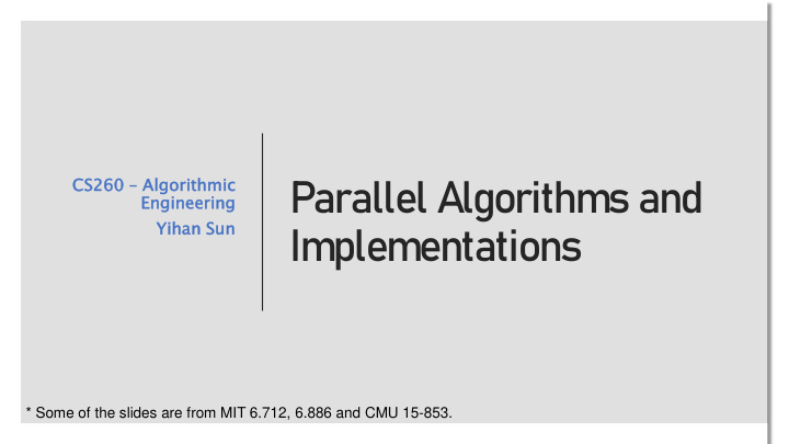 parallel algorithms and