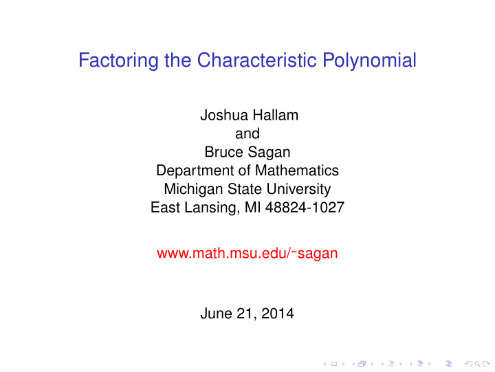 factoring the characteristic polynomial