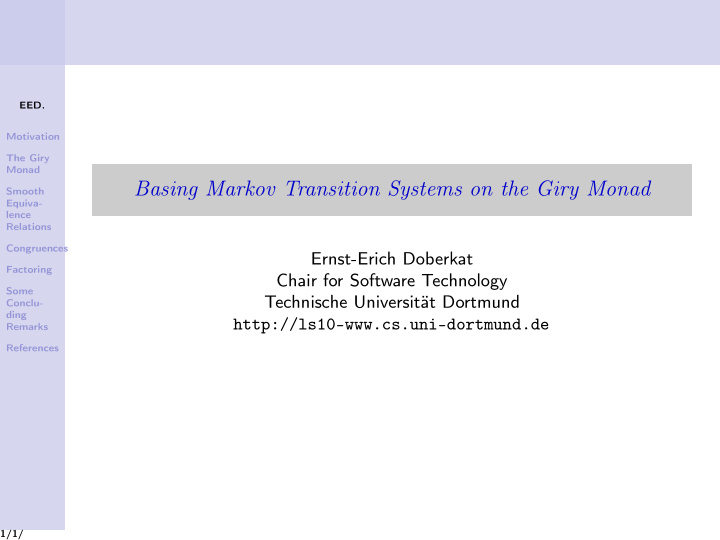 basing markov transition systems on the giry monad