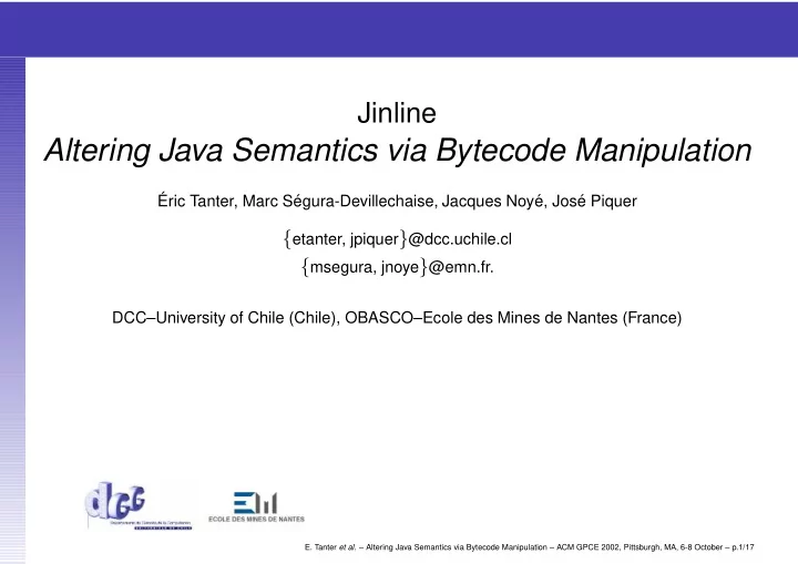altering java semantics via bytecode manipulation