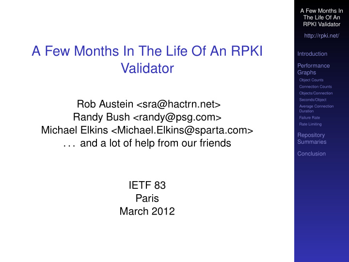 a few months in the life of an rpki