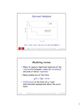 Survival Analysis  http://www.isrec.isb-sib.ch/~darlene/EMBnet/  EMBnet Course  Introduction to