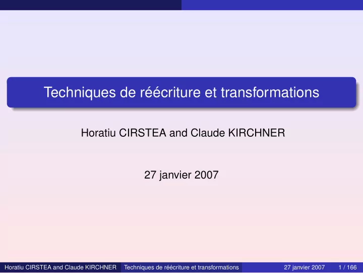 techniques de r criture et transformations