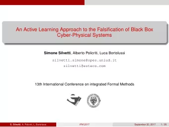 An Active Learning Approach to the Falsification of Black Box  Cyber-Physical Systems Simone